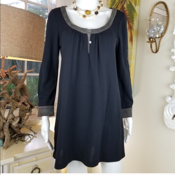 Theory Tops - theory tunic top Black with suede trim size medium